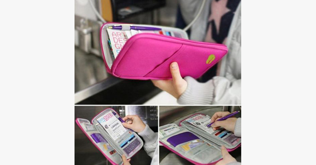 BowLift | Travel wallet with zipper - Classic design - Multicolor - Separate compartments for business cards