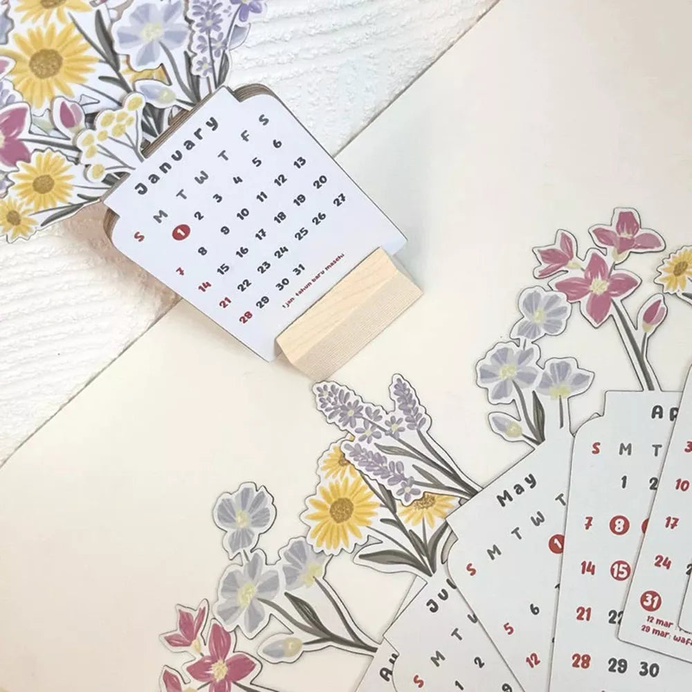 BowLift | 2025 Bloomy Flowers Desk Calendar Decorative & Functional Planner