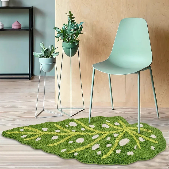 BowLift | Irregular Plush Spotted Begonia Leaf Area Rug for Living Room