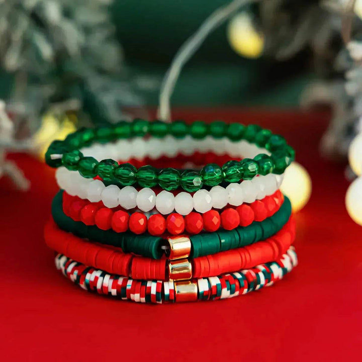 BowLift | Christmas Polymer Clay Color Bracelet set  Xmas gift idea