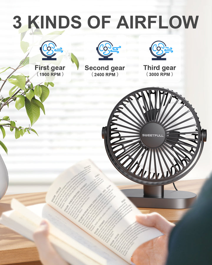 6.5 Inch USB Small Desk Fan for Home Office Car Outdoor Travel | Bowlift