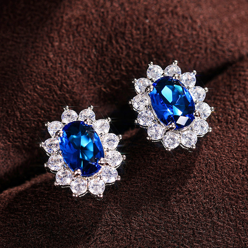 BowLift | Eastern Aura Oval Blue Gem Earring