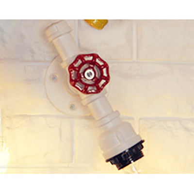 BowLift | Metallic Pipe Wall Light Industrial 1 Bulb Farmhouse Wall Lamp with Raw Valve in White/Red, 1/5-Pack