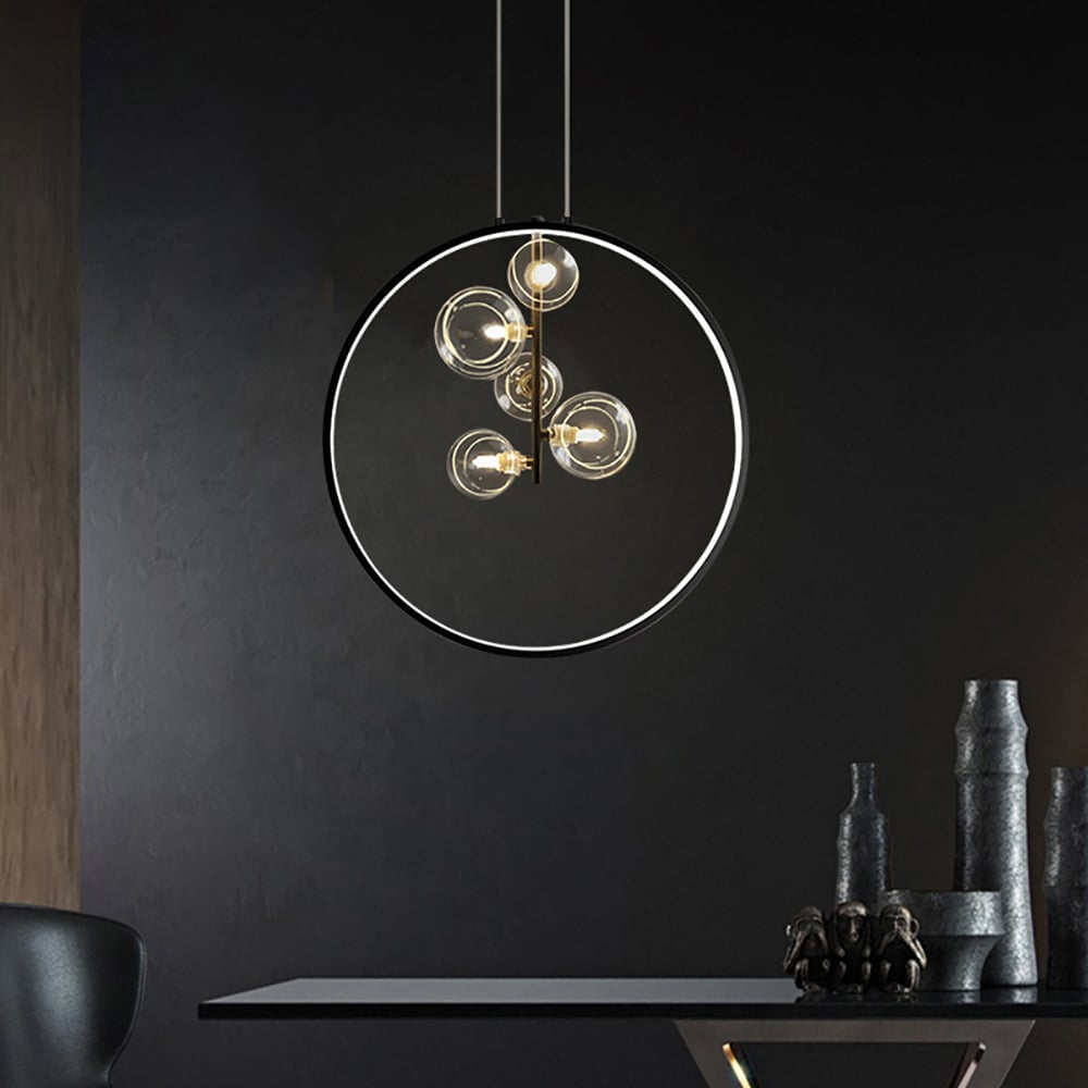 BowLift | Minimalist Glass Ball Pendant Light Black