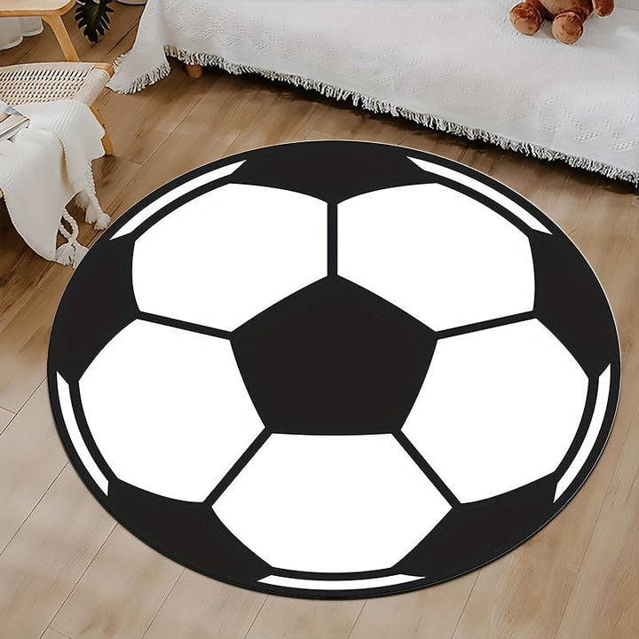 Round football rug with non-slip bottom – Sporty rug for children's room & living room | Bowlift