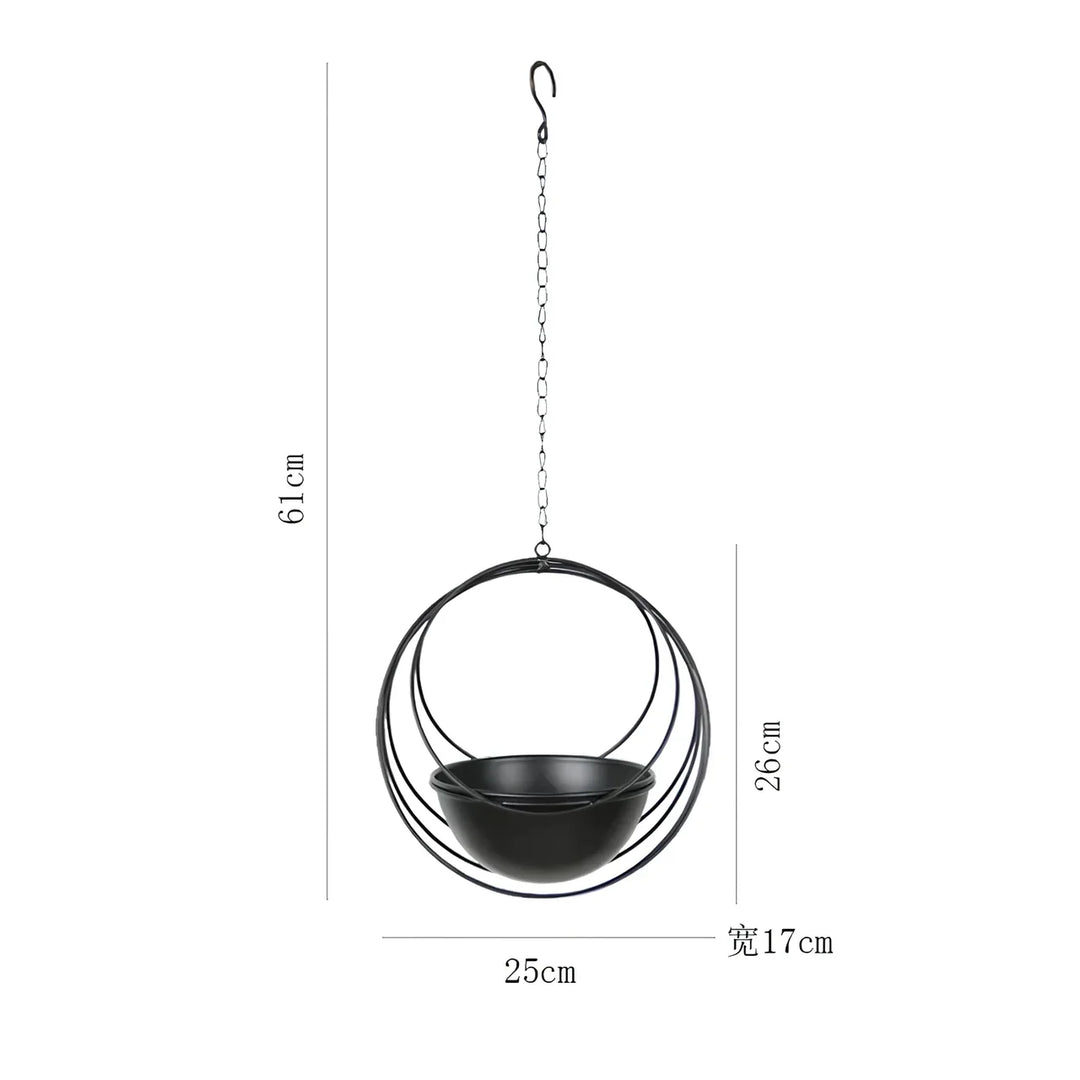 BowLift | Decorative Iron Hanging Flower Pot - Swinging Wall Planter Basket for Home