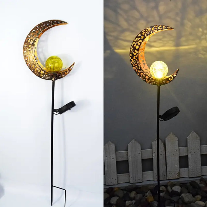 BowLift | Solar Garden Light made of Metal – Waterproof LED Design in Moon, Flame, Sun or Star Shape