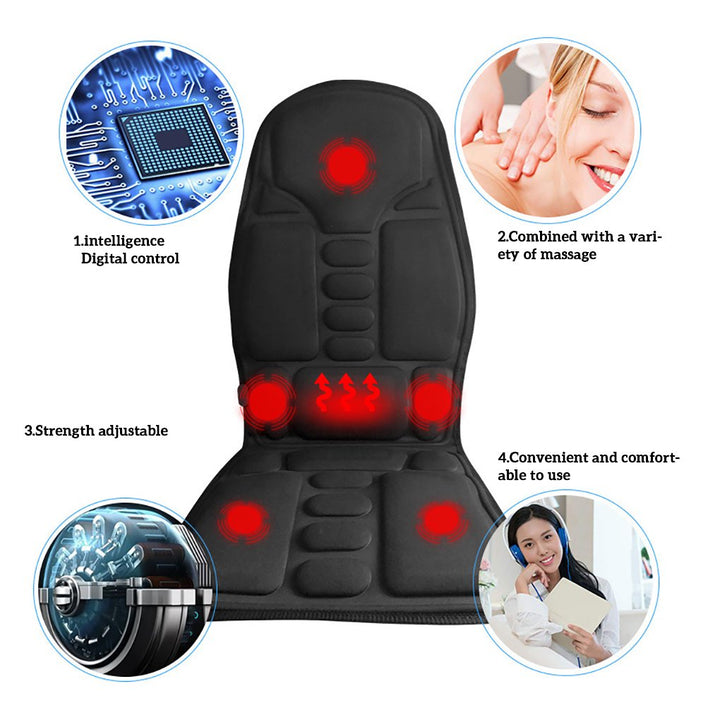 BowLift | Massage Chair Pad with Heat | 8 Massage Modes, Deep Tissue Relief & Portable for Home and Car Use