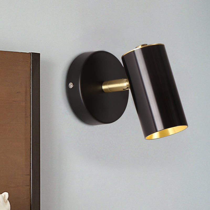 BowLift | Metallic Tube Wall Light Modern 1-Light Black/Gold Finish LED Wall Light for Nightstand