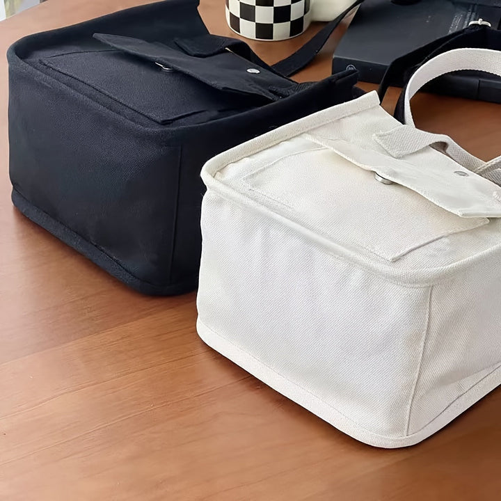 UrbanEase Canvas Slingbag – White shoulder bag with magnetic closure and adjustable strap | Bowlift