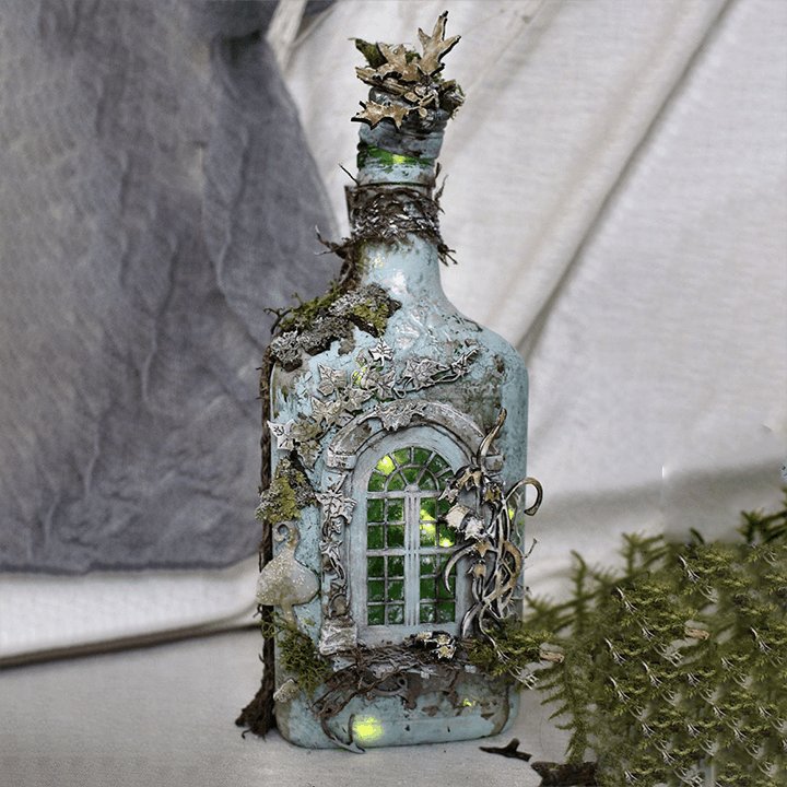 BowLift | Altered Art Bottle - Mystical forest stories