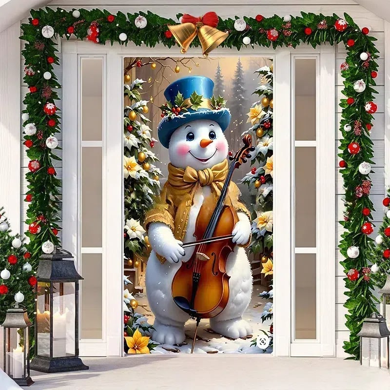 BowLift | Christmas Door Decoration with Santa Claus | Fabric Door Cover | Quick Assembly & Reusable