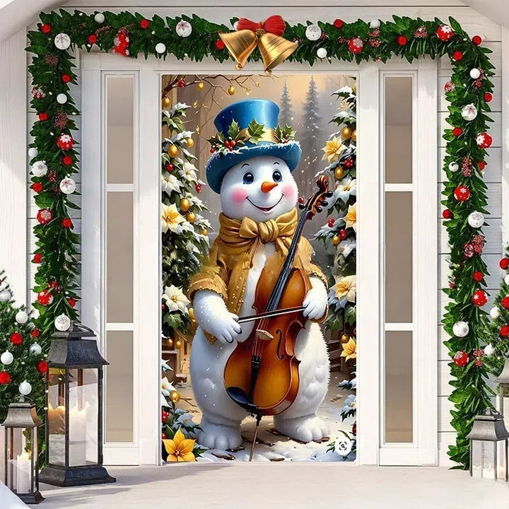 BowLift | Christmas Door Decoration with Santa Claus | Fabric Door Cover | Quick Assembly & Reusable
