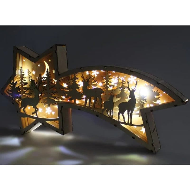 BowLift | LED Wooden Christmas Ornaments Nativity Scene Star Shaped Desk Lamp
