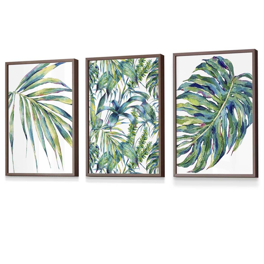 Blue Green Botanical Set of 3 Framed Wall Art Prints | Bowlift
