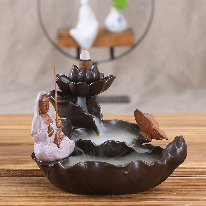 Decorative Lotus Theme Incense Waterfall