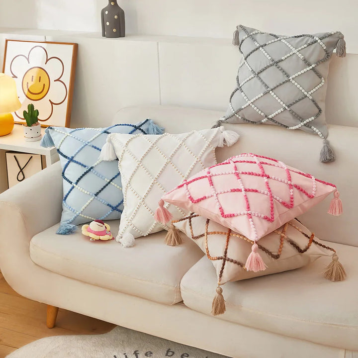 BowLift | Nordic Geometric Tassel Cushion Cover – Stylish Gradient Decorative Pillow Case