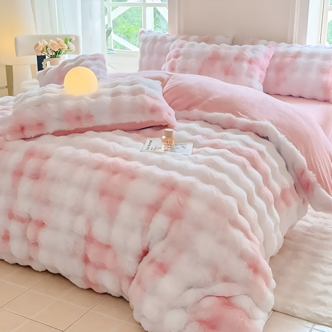 Cozy Plush Bedding Set – Warm and Soft for Autumn & Winter | ReversiBowlifte Design in Rabbit Fur & Milk Velvet | Bowlift