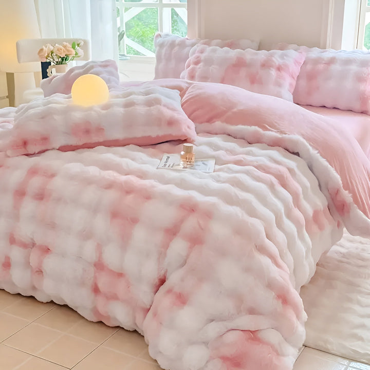 Cozy Plush Bedding Set – Warm and Soft for Autumn & Winter | ReversiBowlifte Design in Rabbit Fur & Milk Velvet | Bowlift