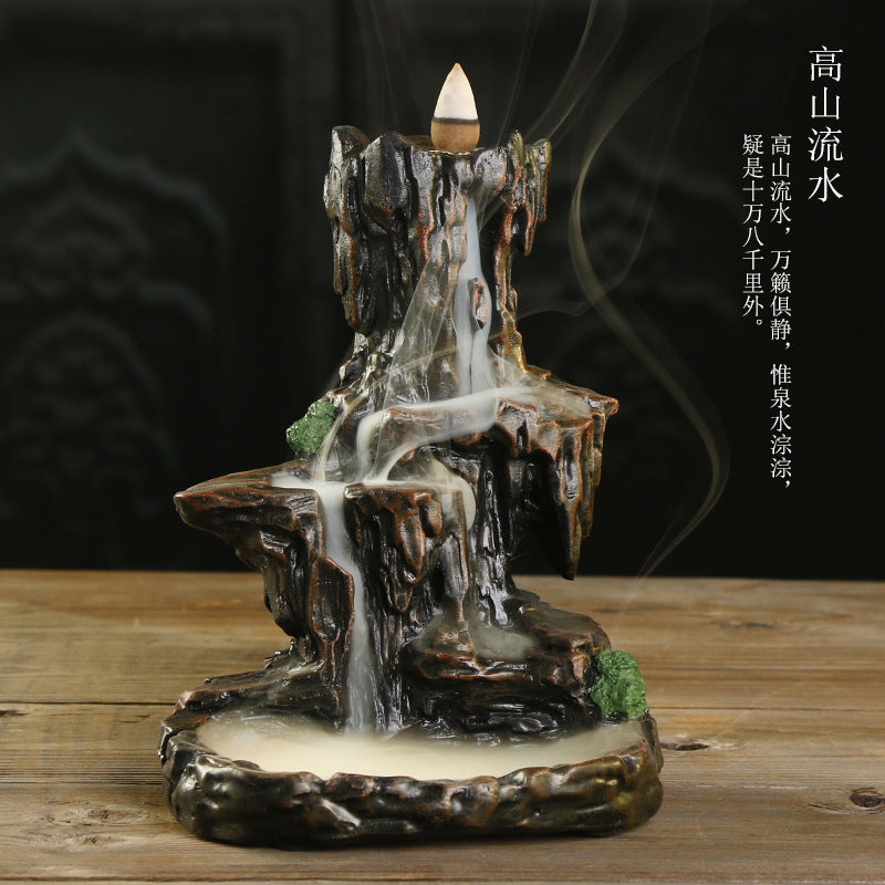 Waterfall Theme Ceramic Incense Burner