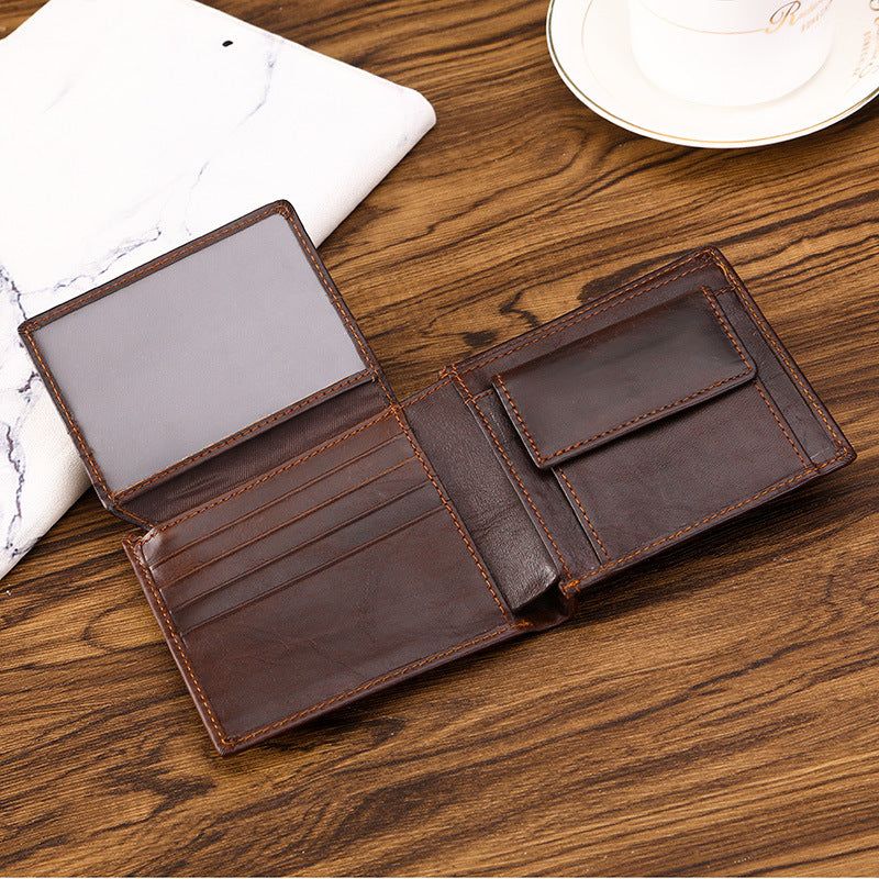 RFID-Blocking Leather Bi-Fold Wallet