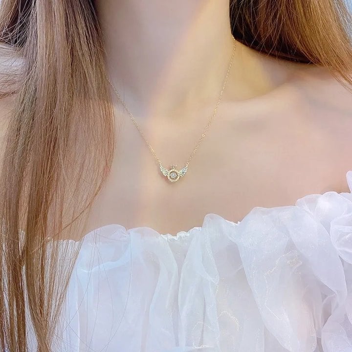 BowLift | Angel Wings Necklace – Titanium Steel Pendant with Strass