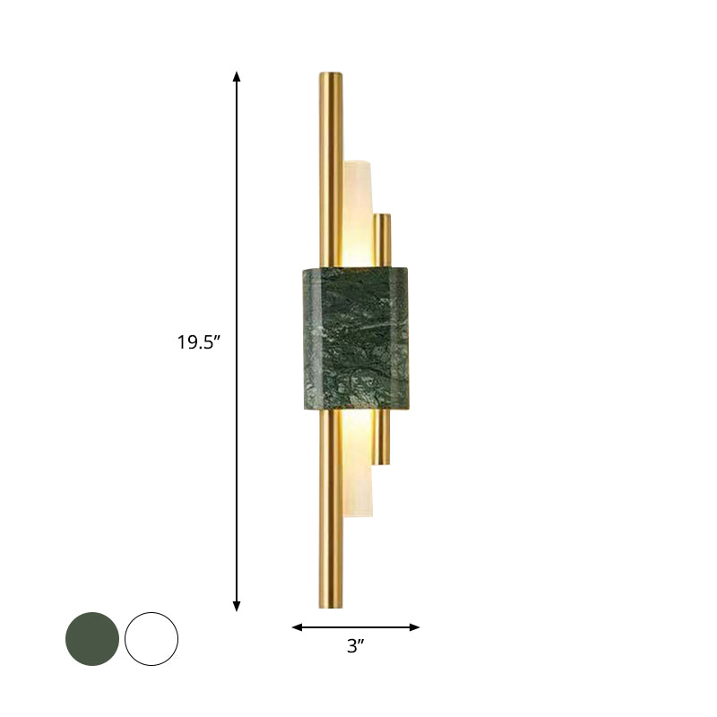 BowLift | Marble Rectangle Wall Lighting Idea Post Modern LED White/Green Wall Mounted Lamp with Sleek Tube Details in White/Warm Light