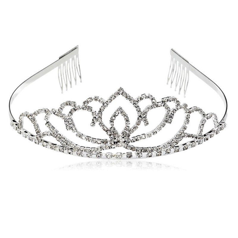 Ladies Elegant Rhinestone Tiara with Floral Design Bowlift