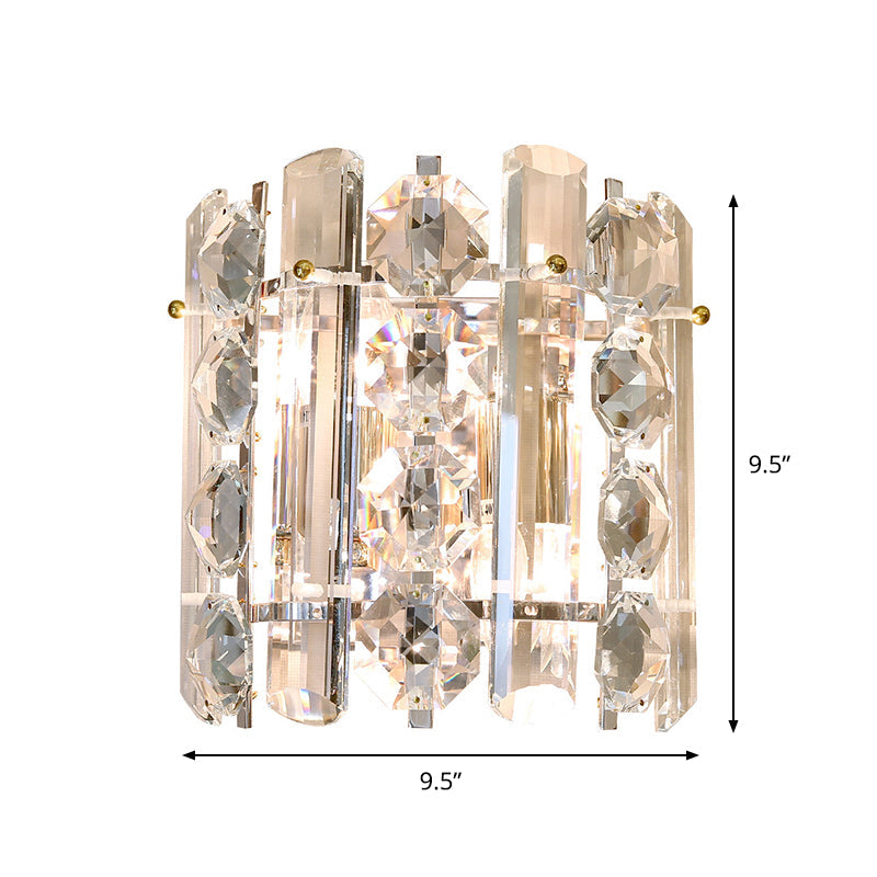 BowLift | 2-Light Wall Lamp Modern Living Room Wall Light with Half-Cylinder Clear Glass Shade