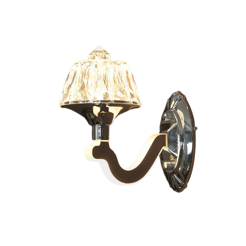 BowLift | Clear Crystal Chrome Wall Light Narrow 1/2-Bulb Modern Wall Light with Illuminated Arm