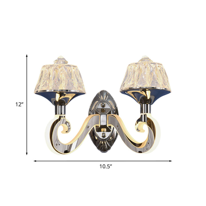 BowLift | Clear Crystal Chrome Wall Light Narrow 1/2-Bulb Modern Wall Light with Illuminated Arm