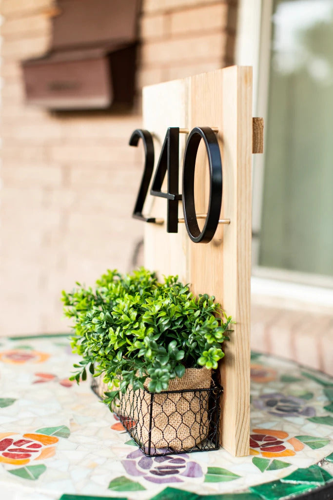 BowLift | Royelux Modern House Numbers - Stainless Zinc Alloy, Black Finish, 5" High