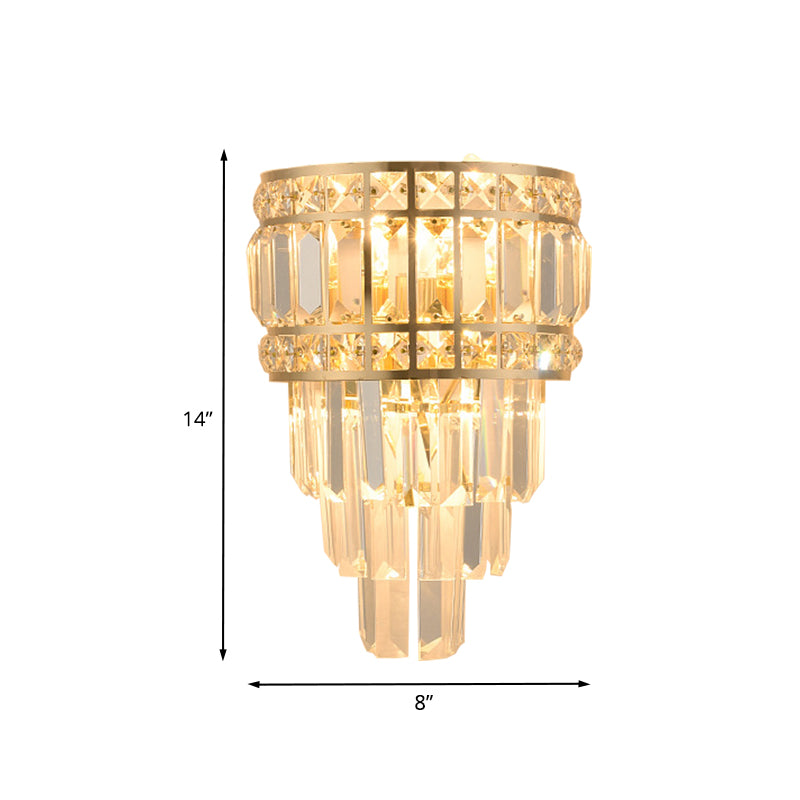 BowLift | Minimalistic Stacked Wall Light 3-Light Clear K9 Crystal Wall Mounted Light in Gold