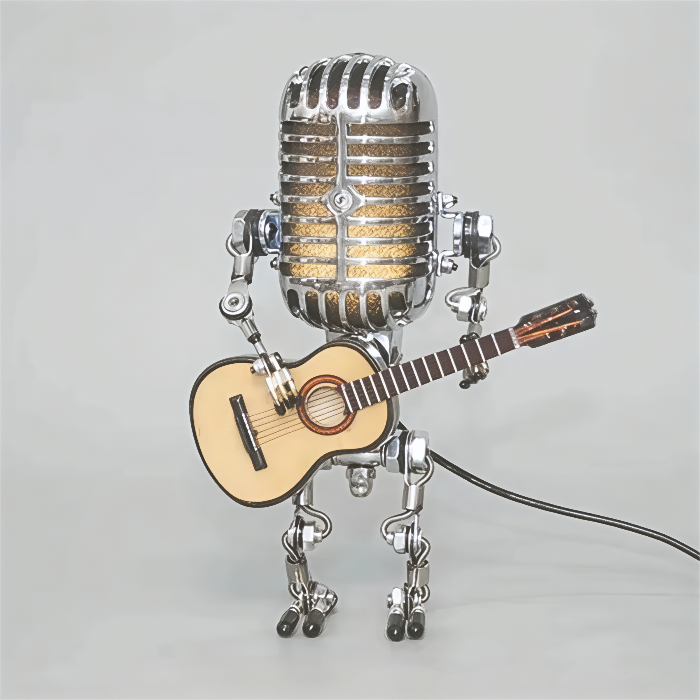 BowLift | Table Lamp Robot Sculpture Metal Guitar Light