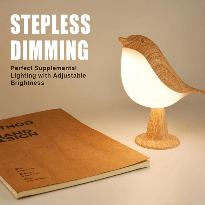 BowLift | Touch-Control Wooden Bird Night Light - Rechargeable LED Bedside Lamp
