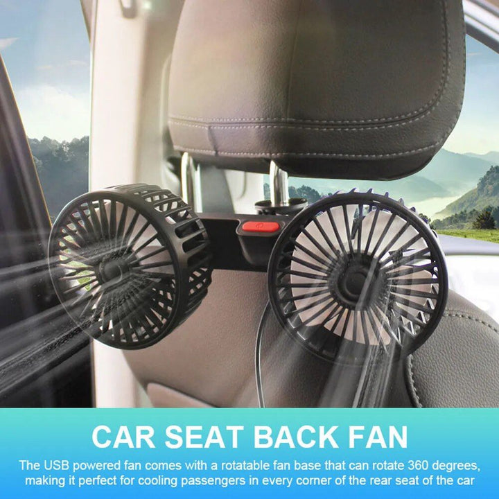 Dual Head USB Car Fan with 360° Rotation for 12V/24V Vehicles | Bowlift