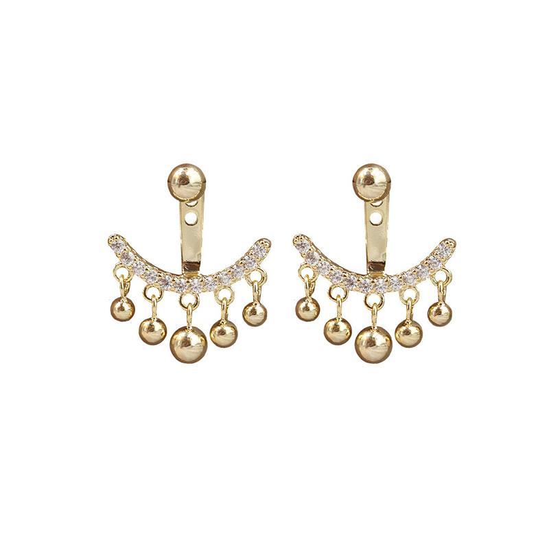 Geometric Meniscus Earrings made of Rhinestones and Pearls | Bowlift