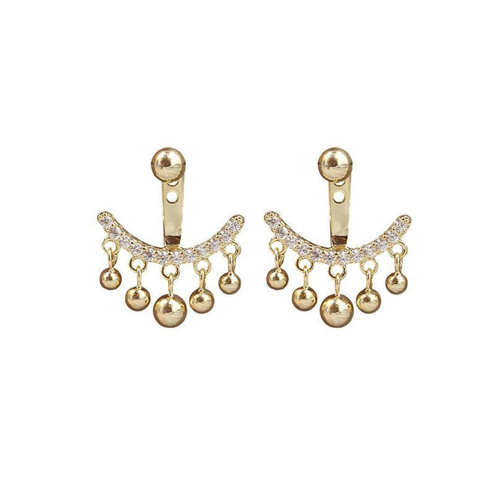 Geometric Meniscus Earrings made of Rhinestones and Pearls | Bowlift