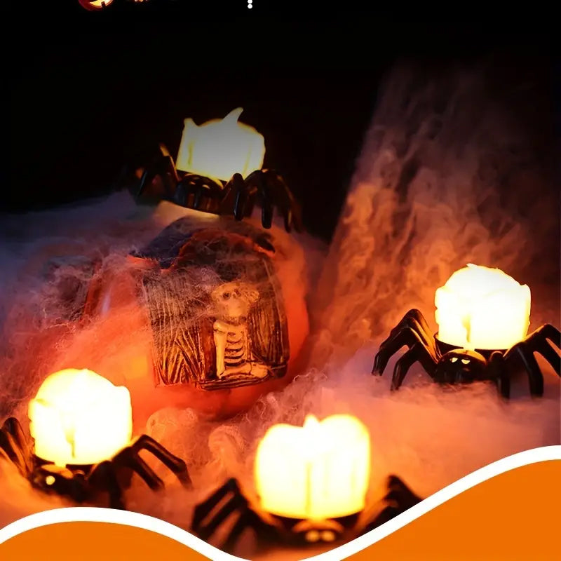 BowLift | ️Halloween Spider Tealights Spooky Electric Flickering Artificial Candles