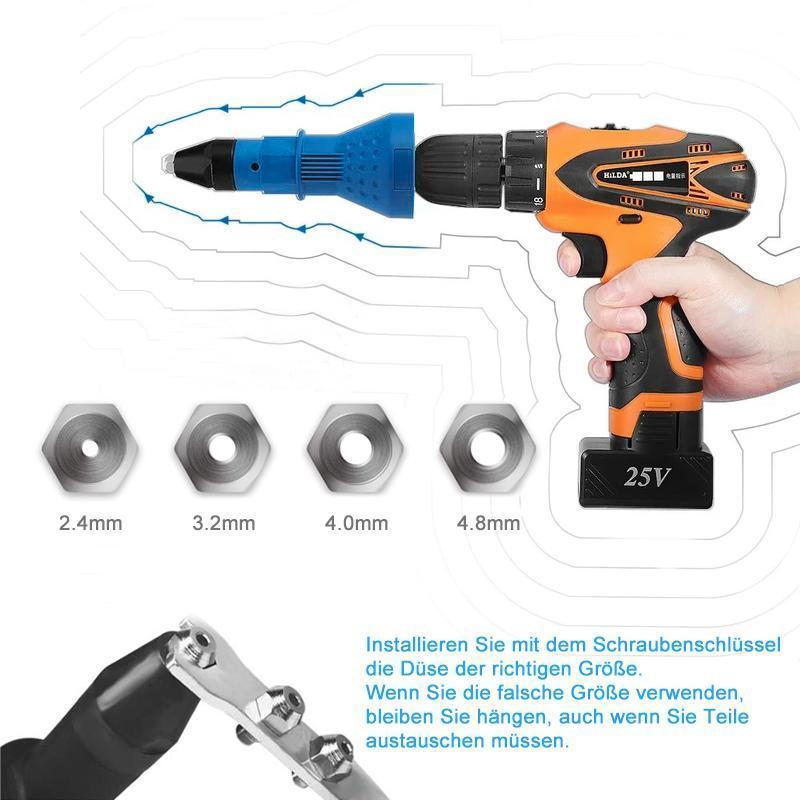 Removable rivet gun drill adapter | Bowlift