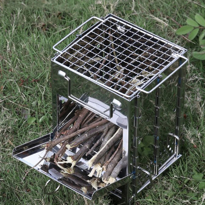 BowLift | Outdoor Folding Wood Stove Mini Stainless Steel Grill Camping Picnic