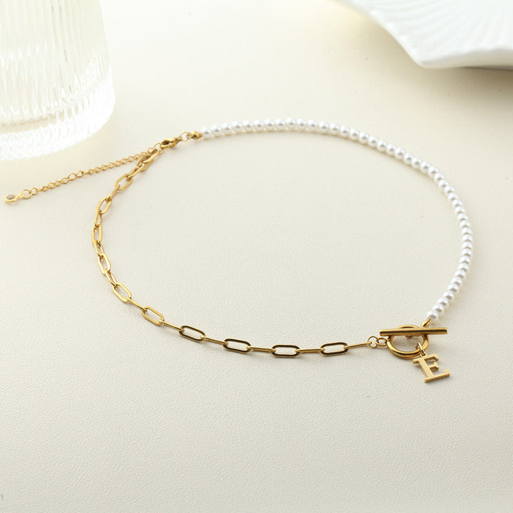 BowLift | Pearl & Paperclip Chain Letter Initial Necklace