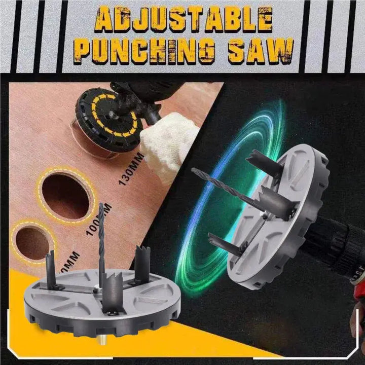 BowLift | Adjustable Hole Saw Drill Punch | 45–130 mm Diameter | Triple-Blade Design | For Wood, Plaster & Ceiling Cuts