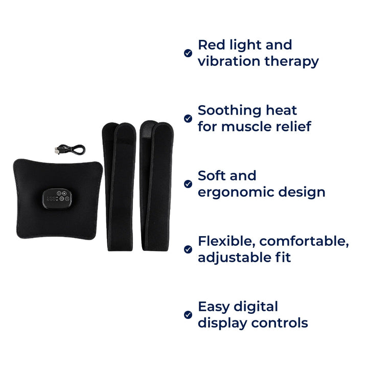 Red Light Therapy & Vibration – Rechargeable Heated Wrap – Eases Back Pain, Stiffness & Muscle Aches Bowlift