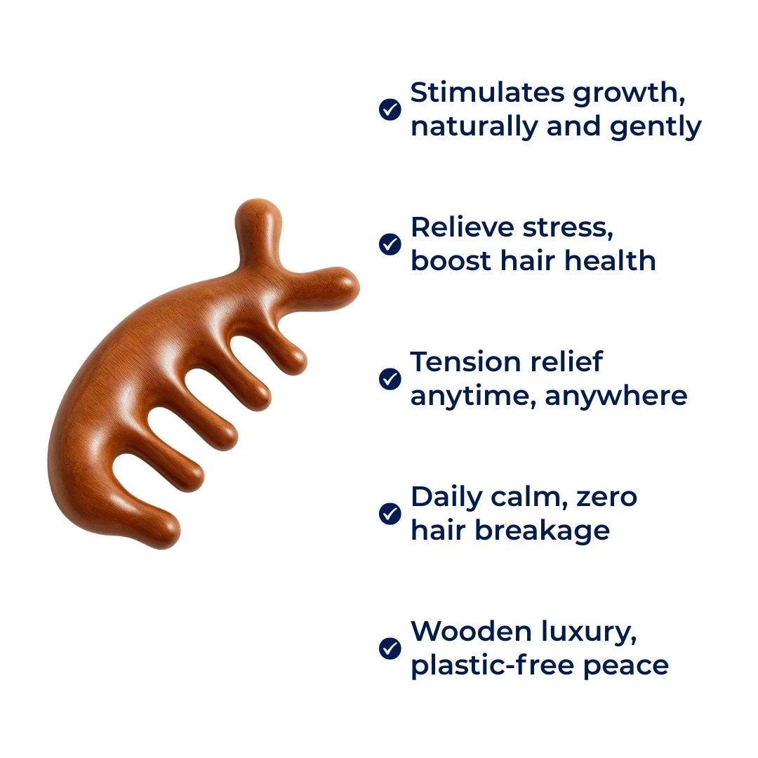 Stress Relief & Hair Health – Natural Sandalwood – Gentle Detangling for Sensitive Scalps Daily Calm Care Bowlift