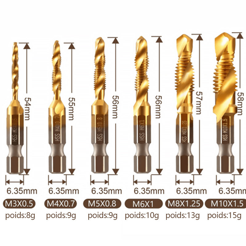 Set of 6 metric tap drill bits | Bowlift