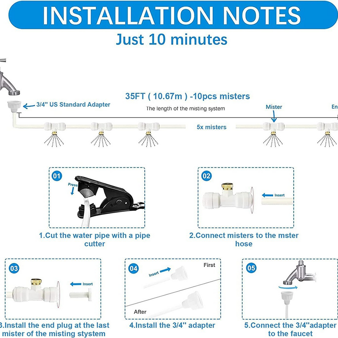 BowLift | Misting System for Terrace and Garden – Cooling Spray Set for Sunshade and Pavilion
