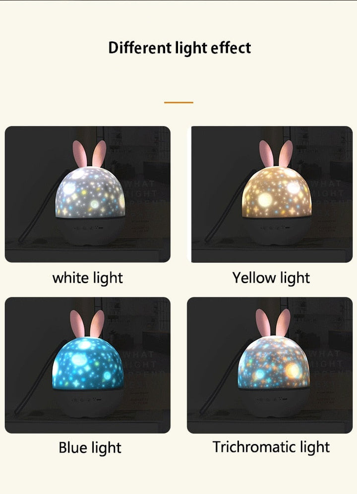 LED Universe Stars Bunny Projector Night Light | Bowlift