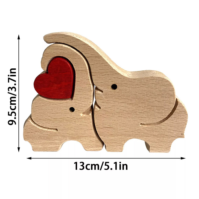 Hand-Carved Wooden Cuddling Animals Decoration | Bowlift