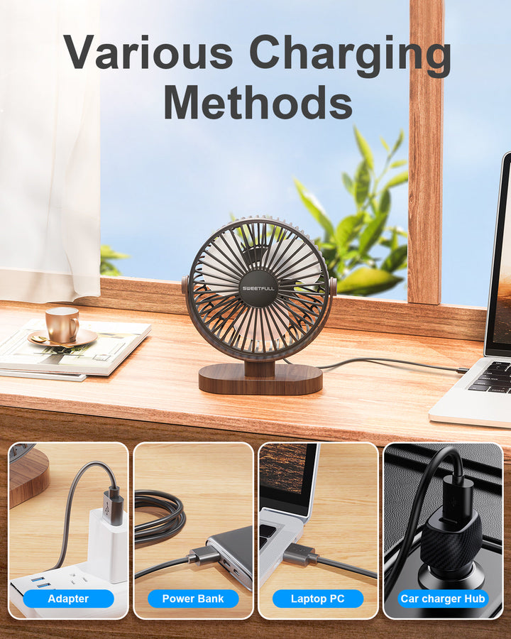 6.5 Inch USB Small Desk Fan for Home Office Car Outdoor Travel | Bowlift